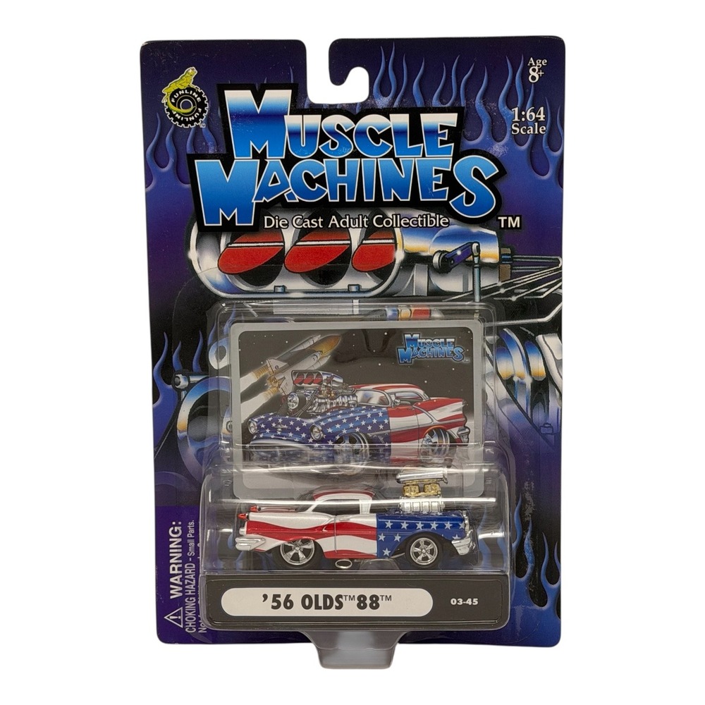 Muscle Machines '56 Olds 88 Stars & Stripes 1:64 Diecast - New MOC 03-45